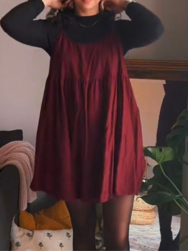 Pinterest layering inspiration with a turtleneck and jumper dress.