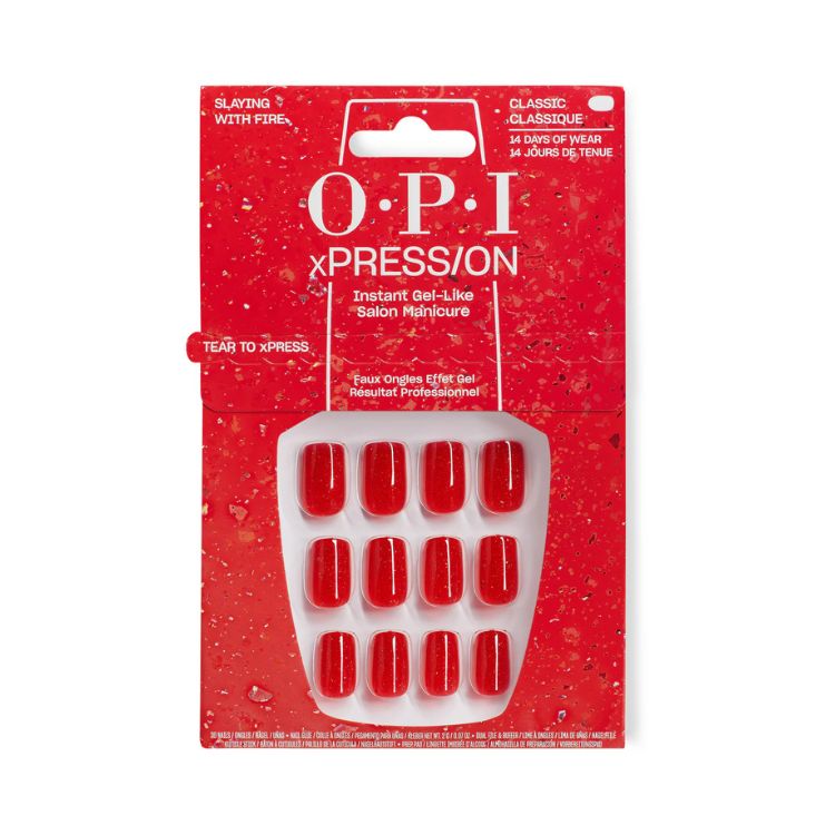 Packaging for OPI xPress/On professional-grade press-on nails.