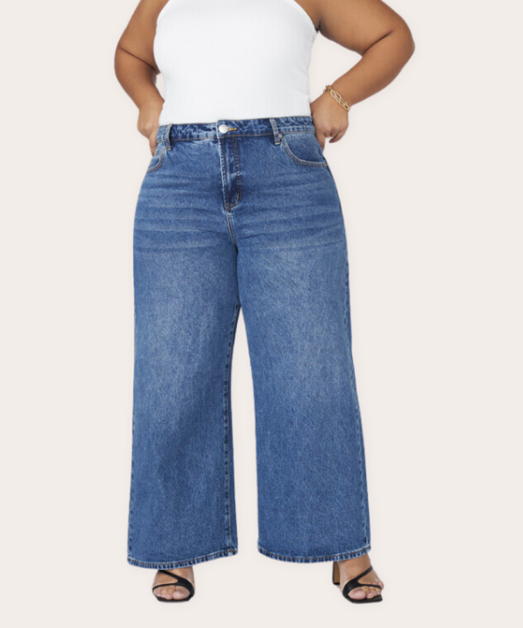 Light wash wide-leg jeans from Eloquii.