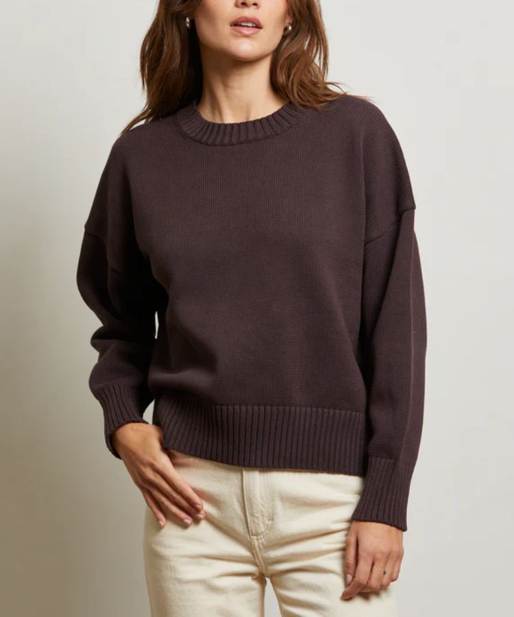 Catalog image of the Janet Cotton Boxy Crewneck Sweater.