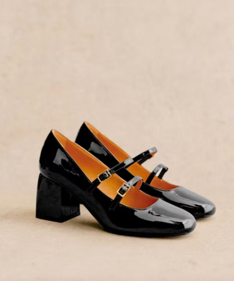 Patent leather black Mary Jane heels from Sézane.