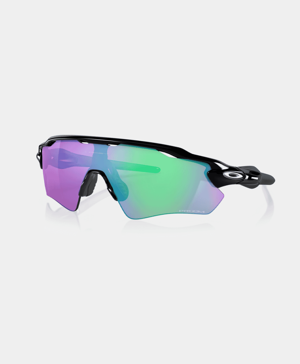 Oakley Radar EV Path sunglasses with iridescent green-to-purple Prizm lenses.