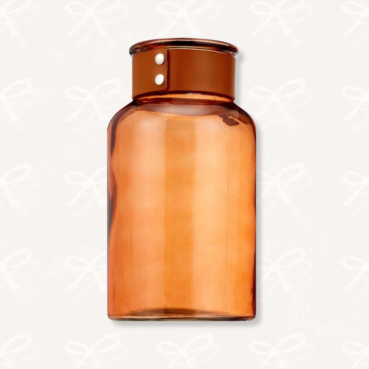 Tall clear glass cylinder vase.