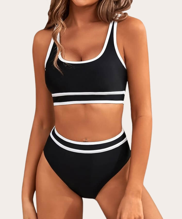 Sporty two-piece bikini with a color-block design