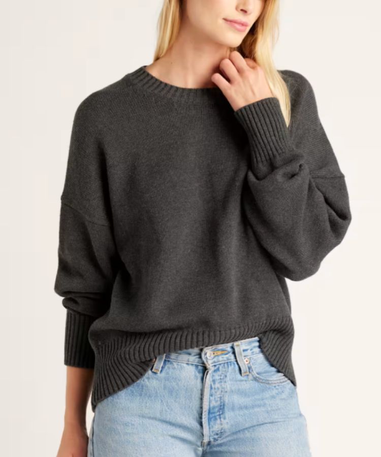 Product catalog shot of the Quince 100% Organic Cotton Boyfriend Crew Sweater.
