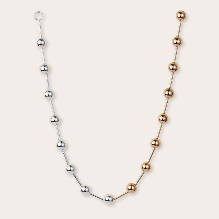 Jenny Bird Celeste Two-Tone Necklace showing mixed gold and silver.