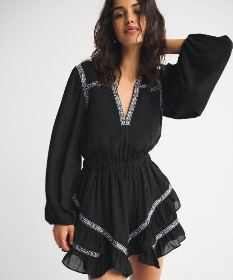 Abercrombie & Fitch Long-Sleeve Ruffle Mini Dress.