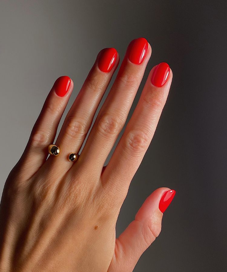 Deep grape-purple jelly nails with a translucent finish against a neutral background.