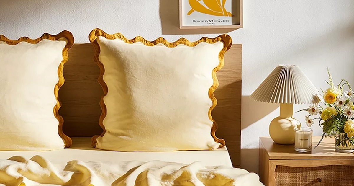 Interior design setup featuring butter yellow color palette and trendy home accessories.