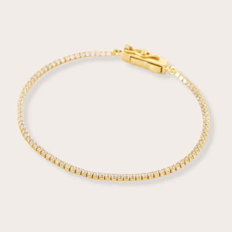 Adina Eden Classic Thin Tennis Bracelet in gold and stones