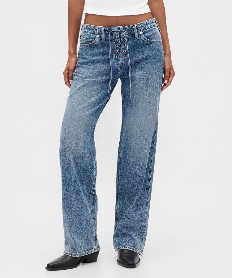 Gap '90s Lace-Up Jeans with front lace detailing.