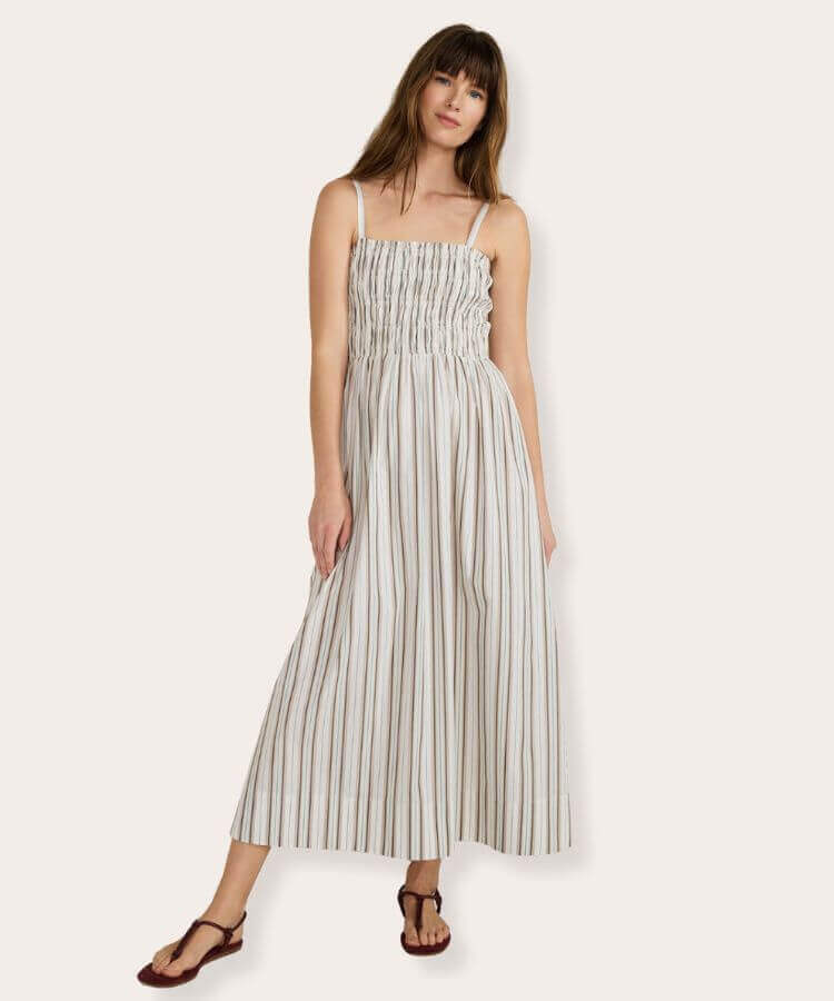 Haven Well Within Organic Cotton Poplin Smocked Midi Dress