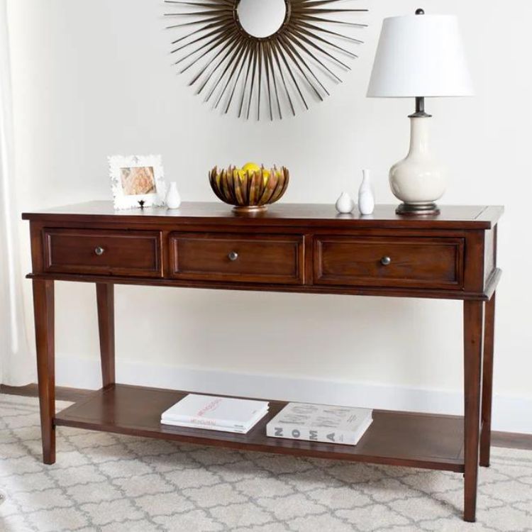 A minimalist light wood console table from Wayfair.