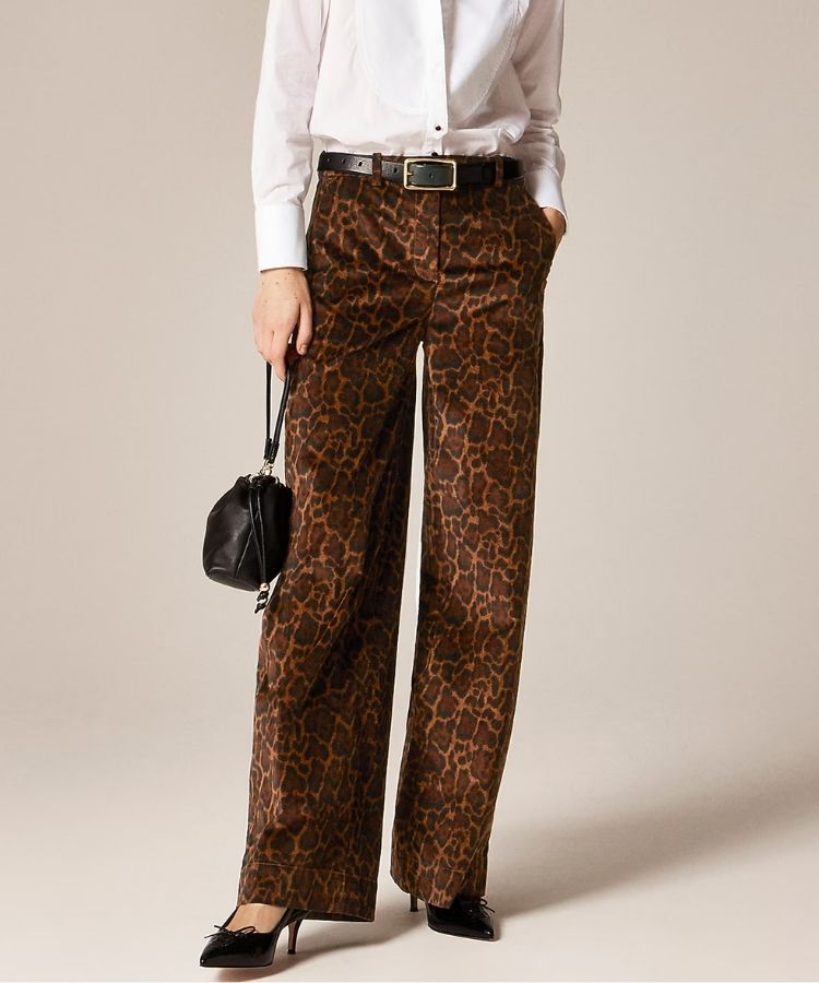 J.Crew wide-leg jaguar-print trousers