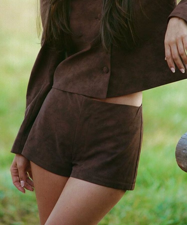 The Rebecca Faux Suede Shorts with western-style detailing.