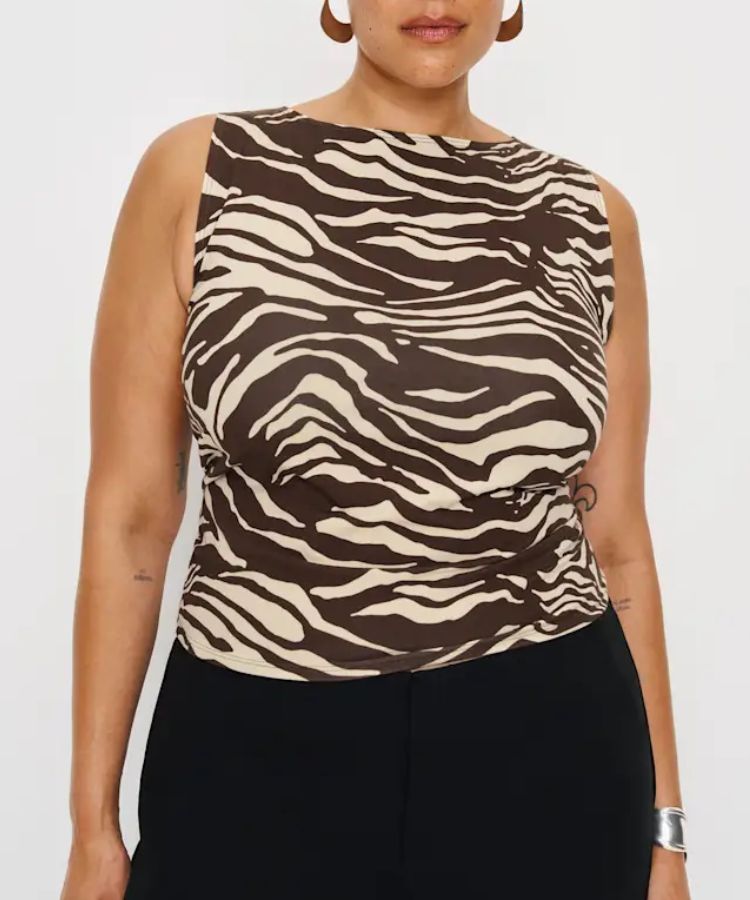Reformation Dusk Knit Top in zebra print