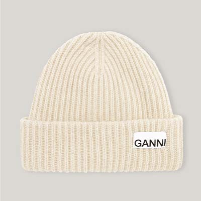 A Ganni rib-knit beanie.
