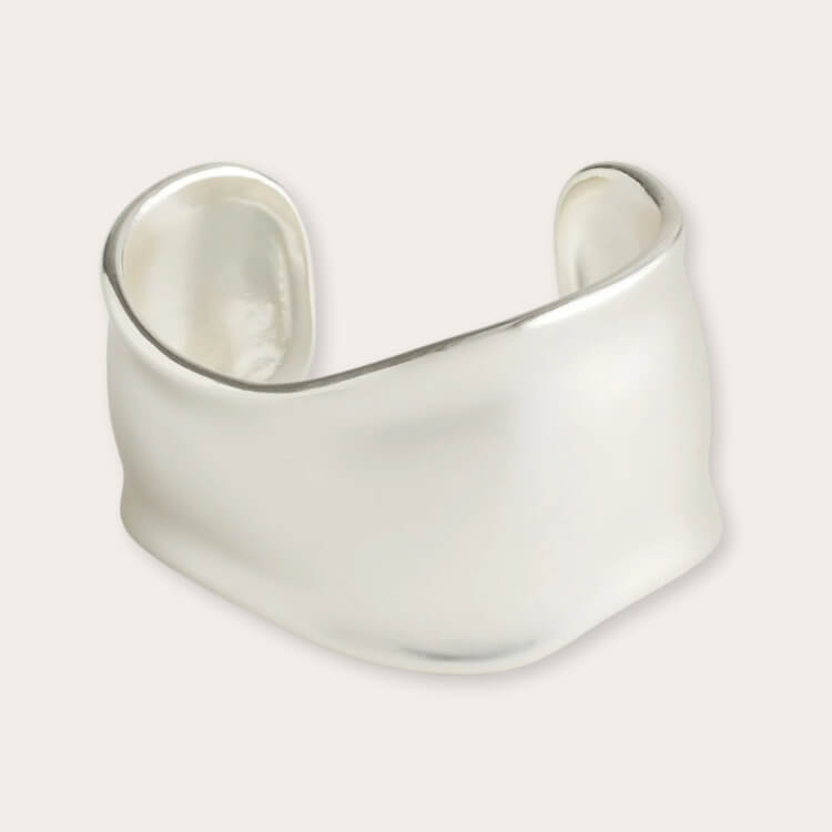 Madewell Chunky Cuff Bracelet in silver.
