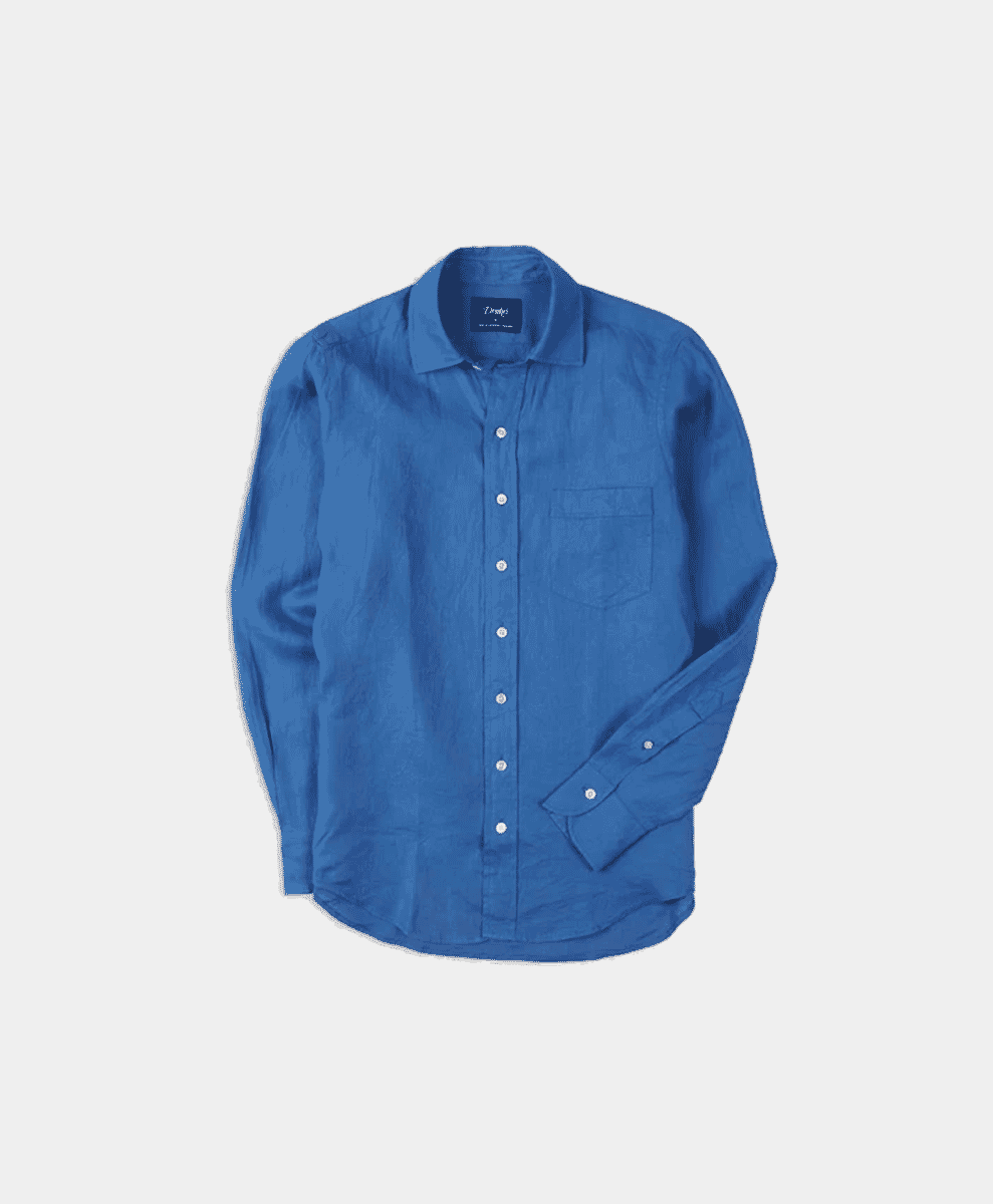 Close-up of the weave on a Drake's Linen Shirt