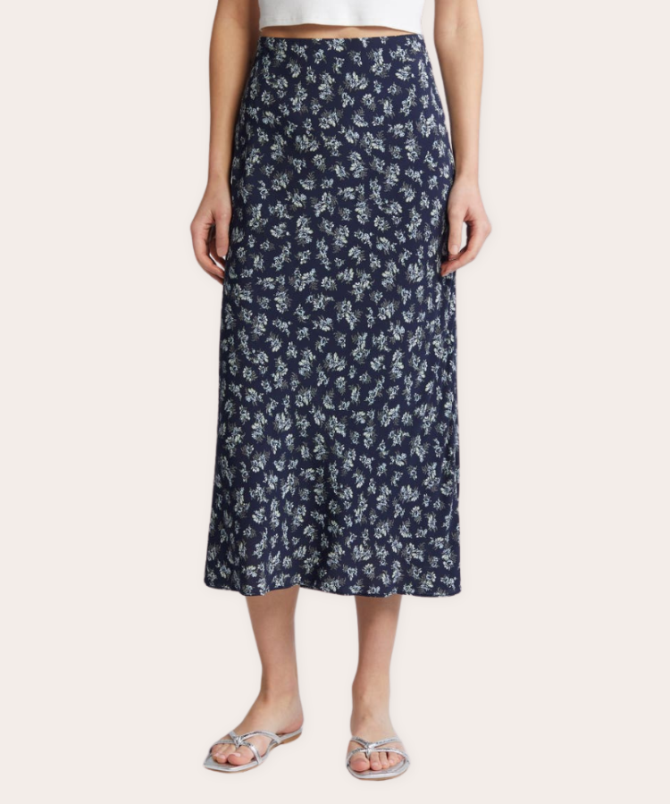 Treasure and Bond floral print midi skirt.