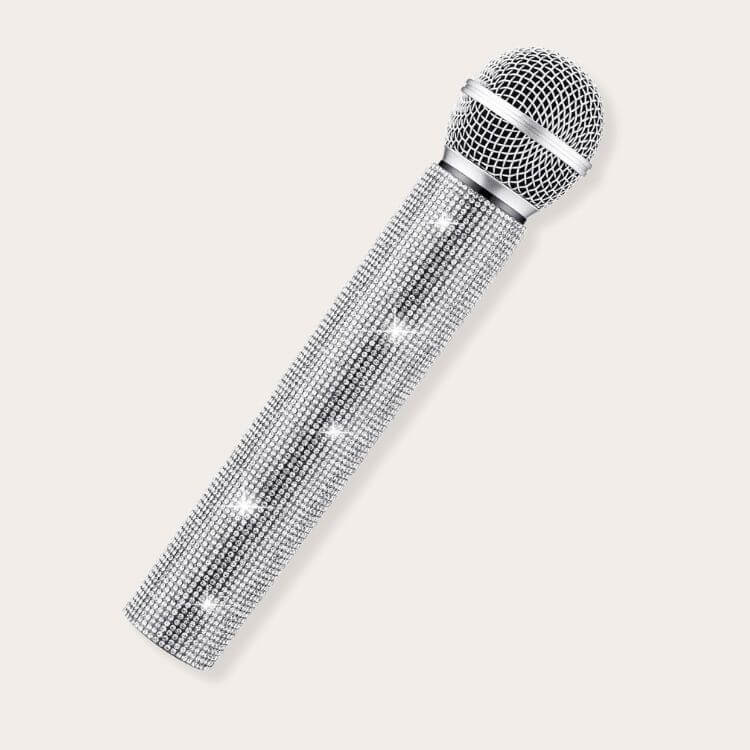 Microphone covered in rhinestones