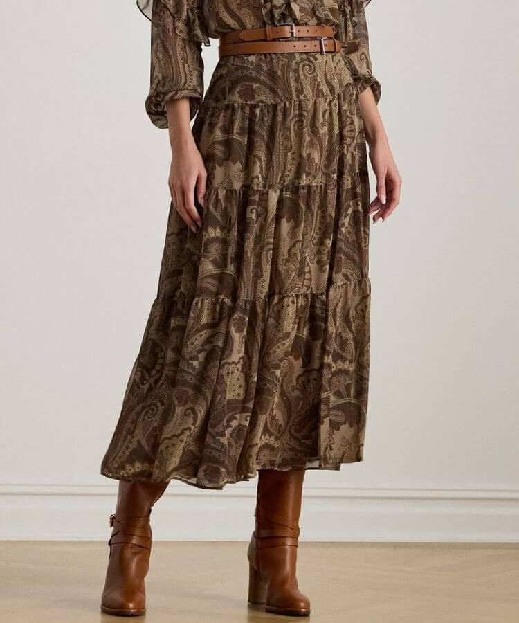 Ralph Lauren Paisley Chiffon Skirt.