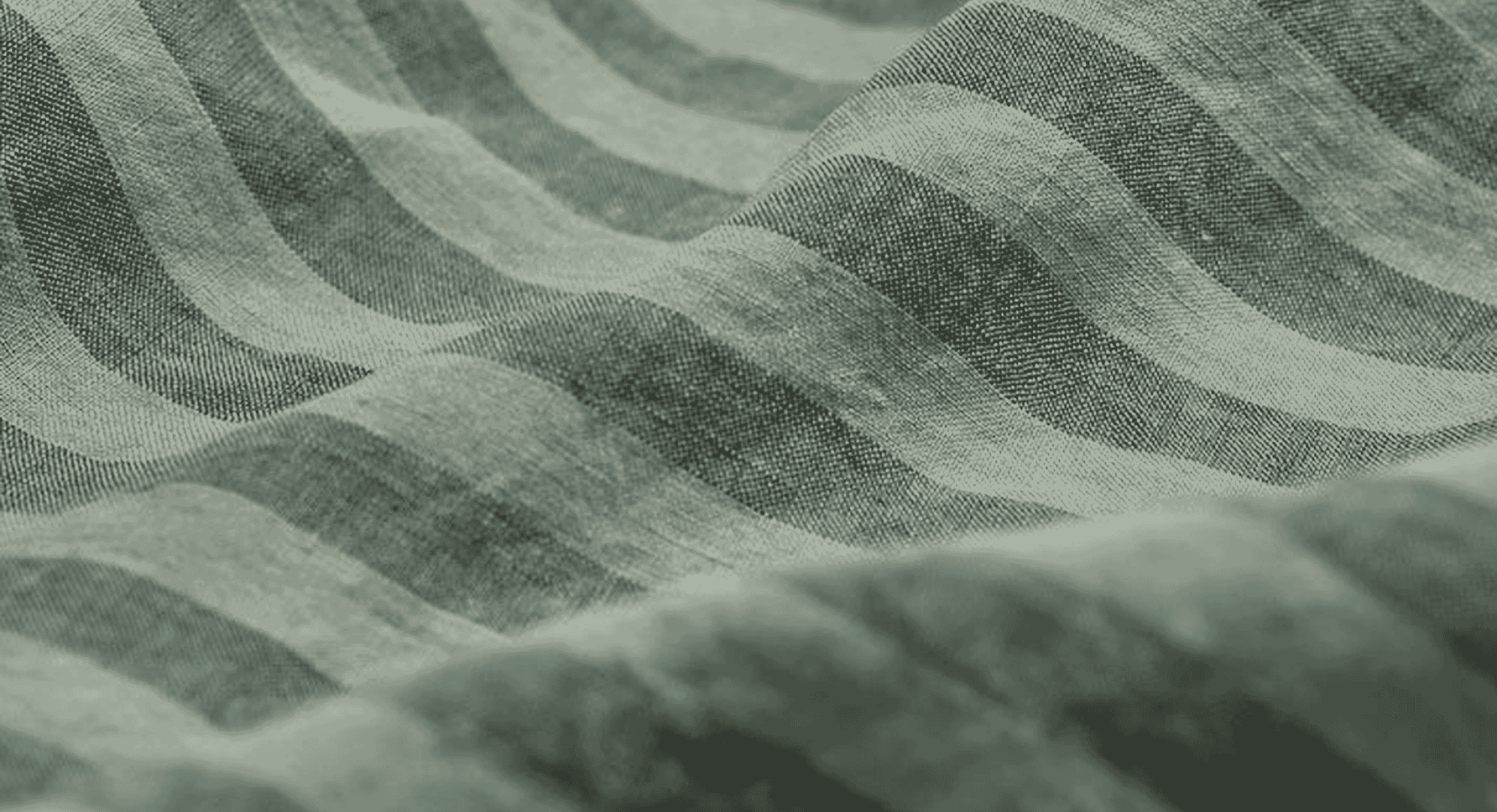 Macro view of textured, wavy striped linen fabric.