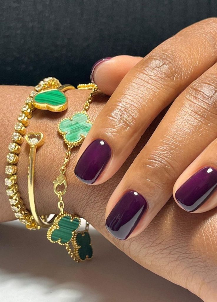 Deep grape manicure by Paintedbyjools.