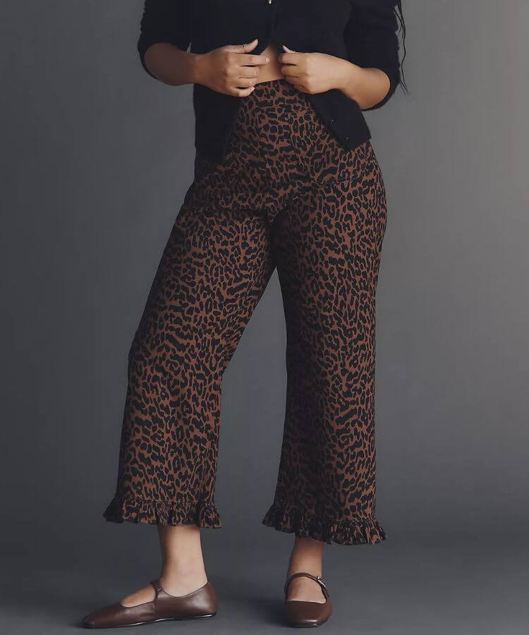 Leopard Ruffle-Hemmed Pants from Maeve.