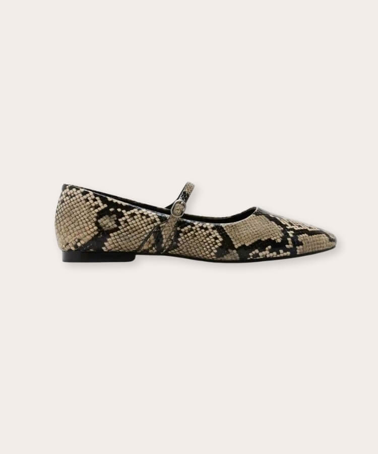 Banana Republic Factory leather Maryjane ballet flats with subtle snake texture.