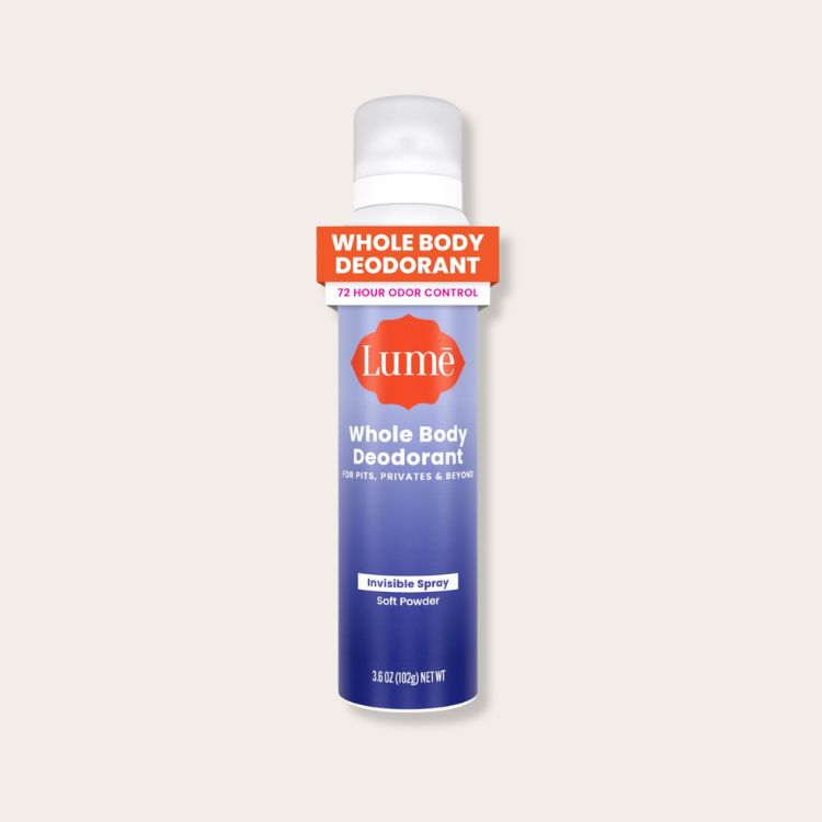Lume Whole Body Deodorant Spray bottle.