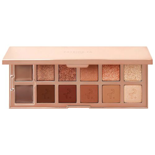 Patrick Ta Major Dimension Eyeshadow Palette showing various warm and metallic shades.