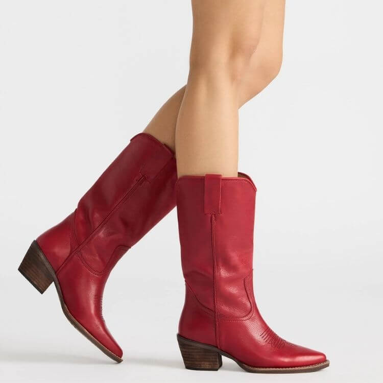 Steve Madden Albany Red Leather Cowboy Boots.