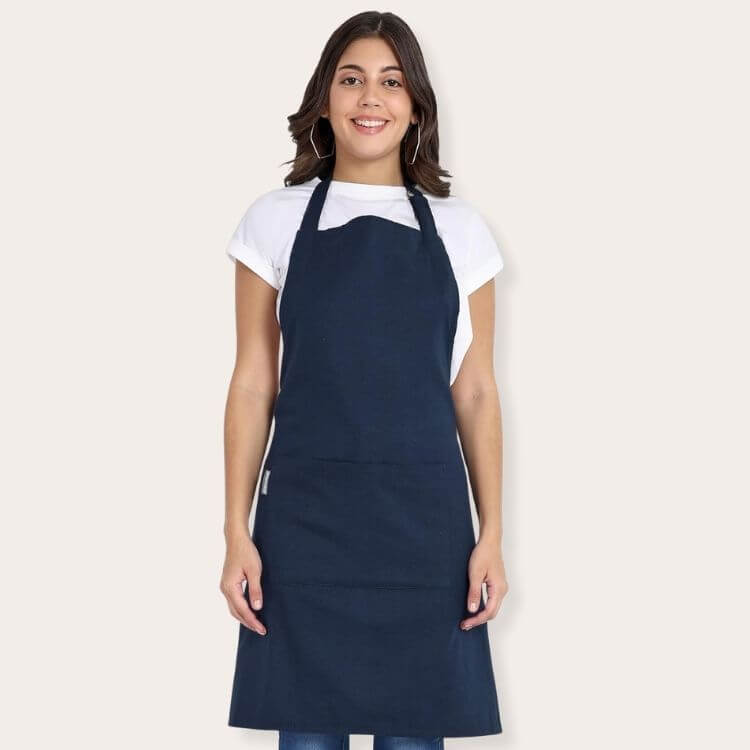 Blue and white chef apron