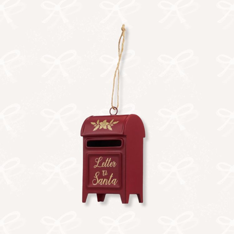 Small red holiday mailbox ornament.