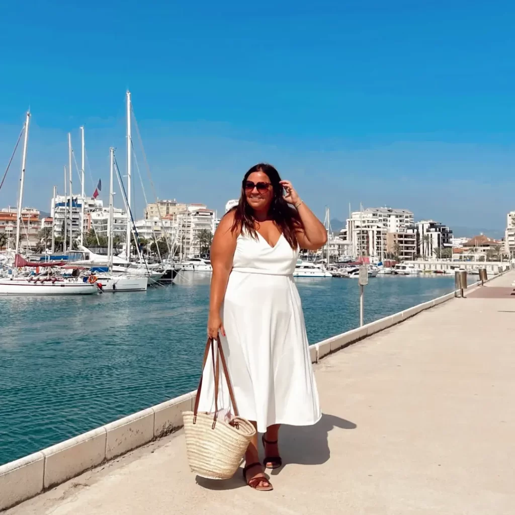 A statement piece styled as the focal point of a petite plus-size outfit.