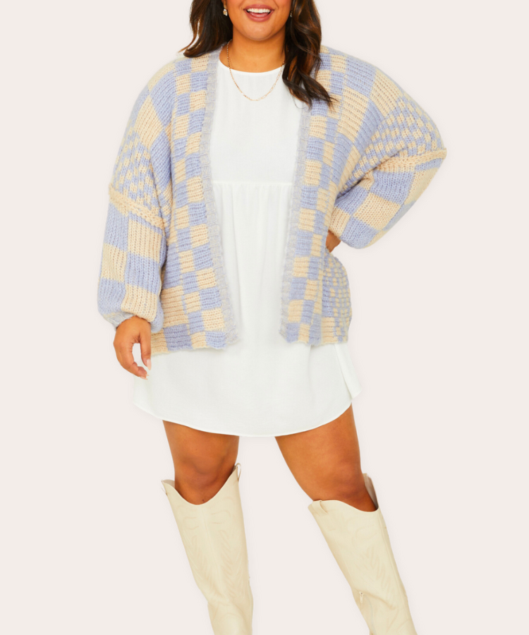 Arula black and white checkered cardigan.