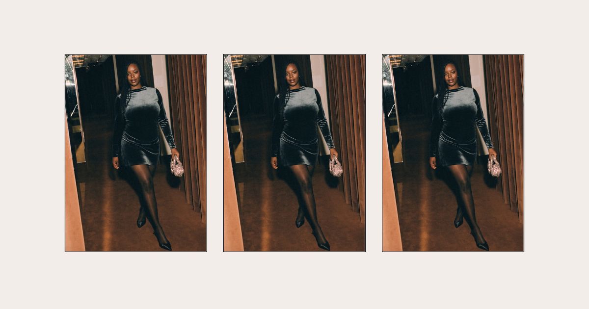 Collage of black holiday dresses with headline text reading 'The Best Black Dresses of the Holiday Season'.