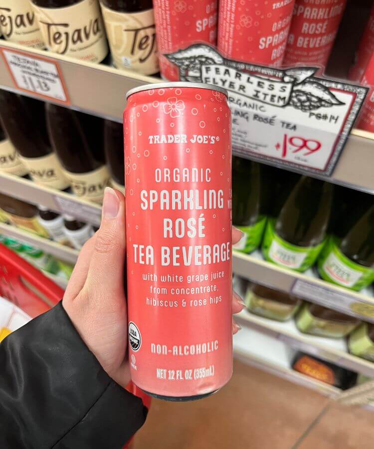 Trader Joe's Organic Sparkling Rosé Tea beverage.