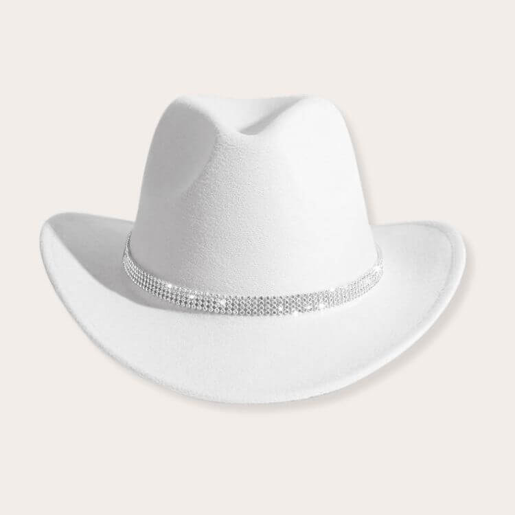 White rhinestone-embellished cowgirl hat