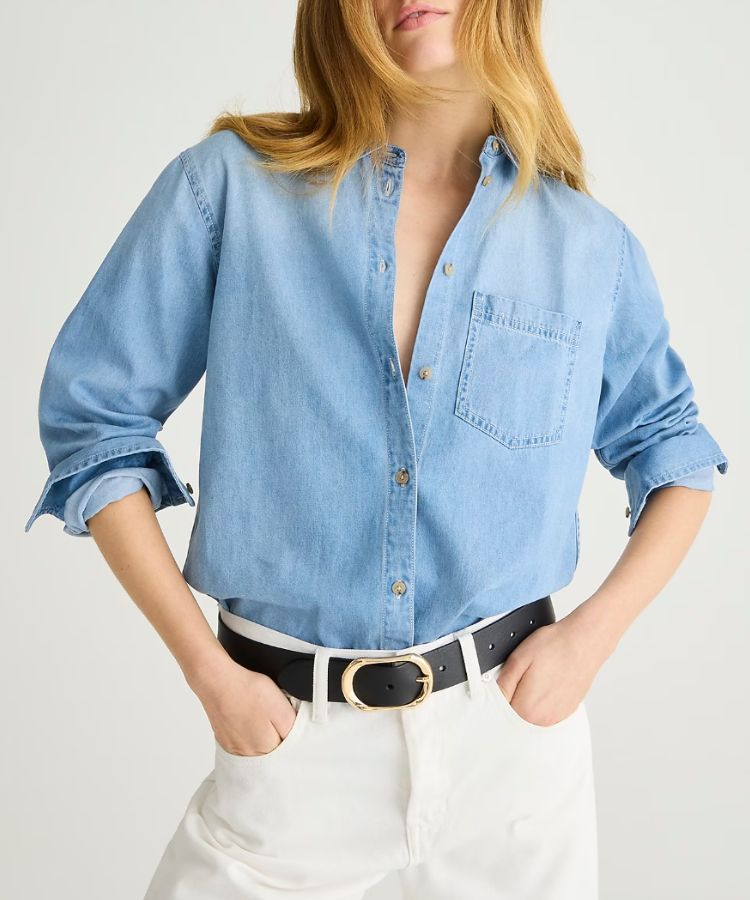 Light blue classic chambray shirt from J. Crew.