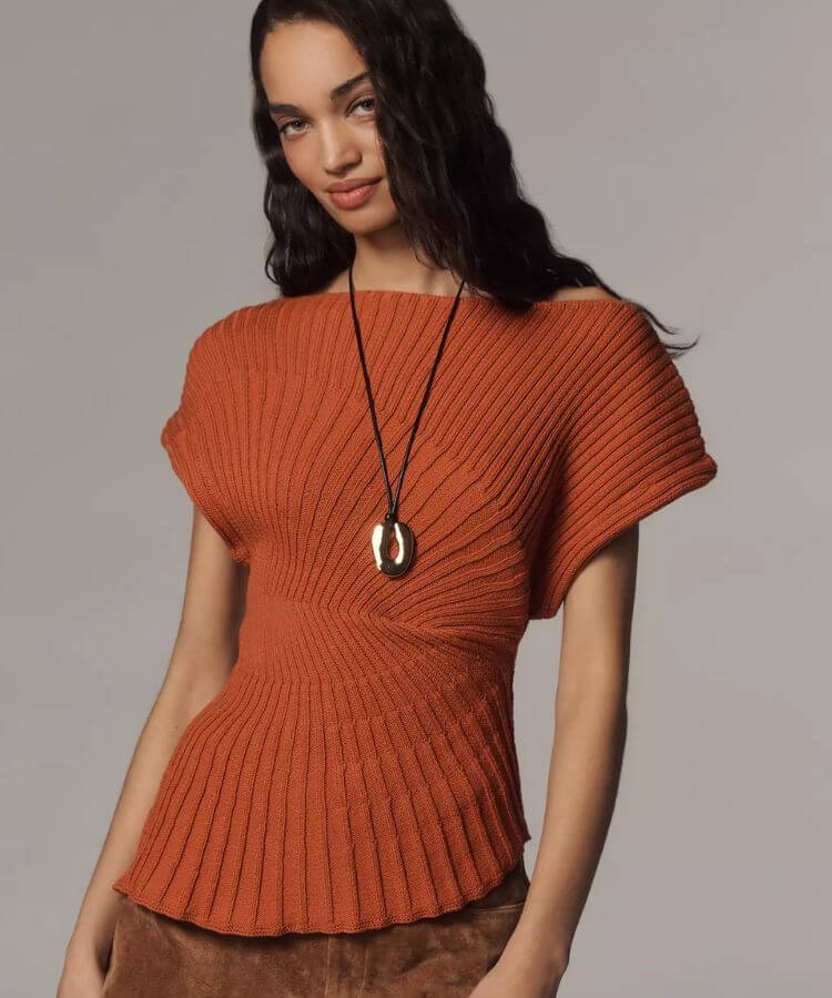 Asymmetric Ribbed Sweater from Anthropologie.