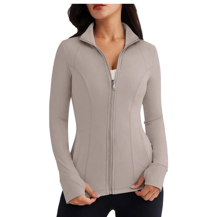 A sleek, fitted zip-up athletic jacket
