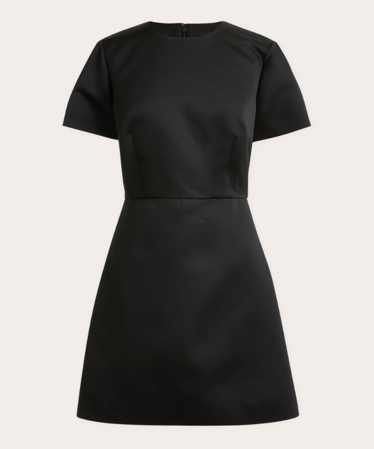 J.Crew Mini Satin Dress in a rich red shade.