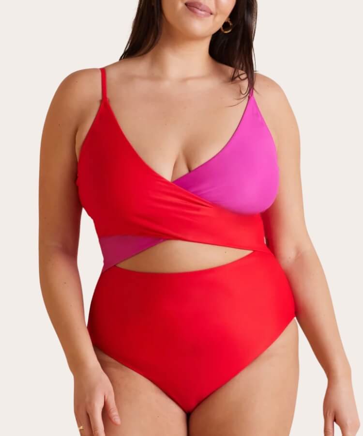 SummerSalt Cutout One-Piece with bold color-blocking.