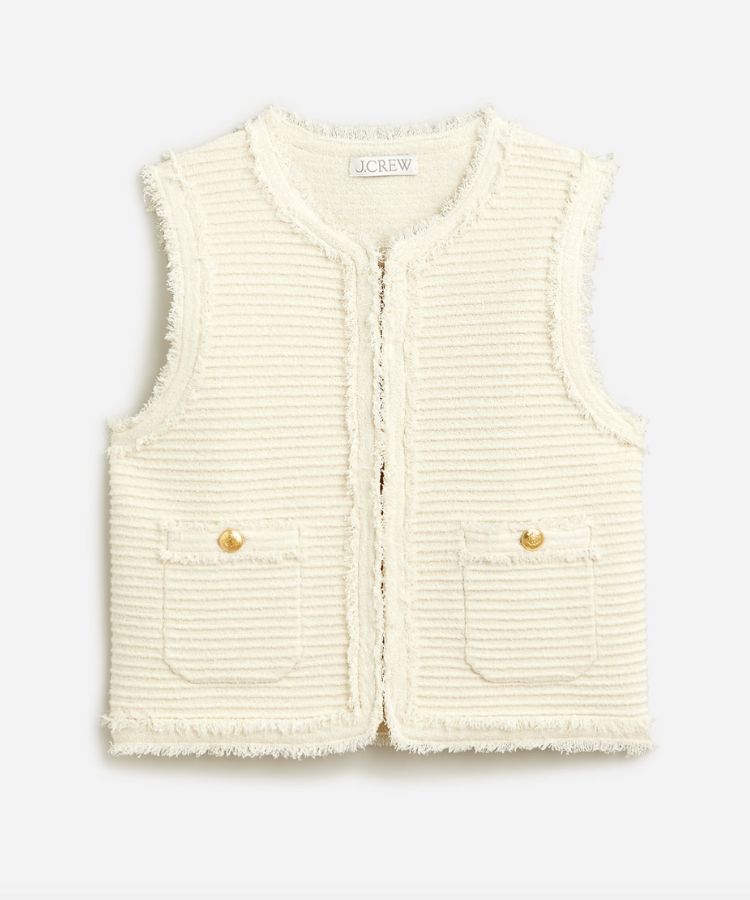 Cream textured tweed vest from J. Crew.