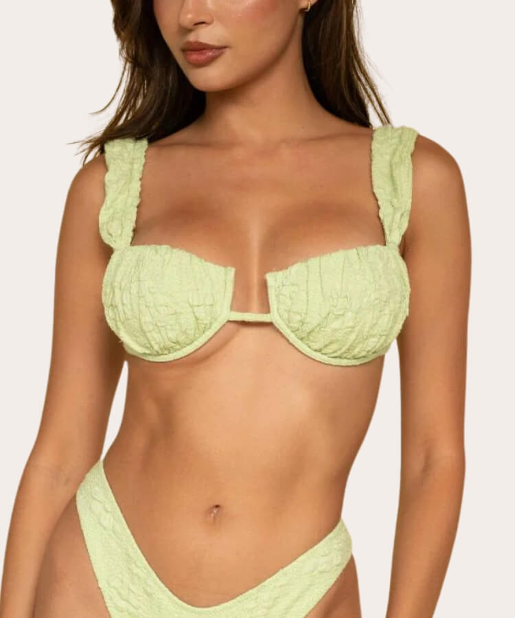 Montce Petal Bikini Top showing the petal-shaped cup construction.