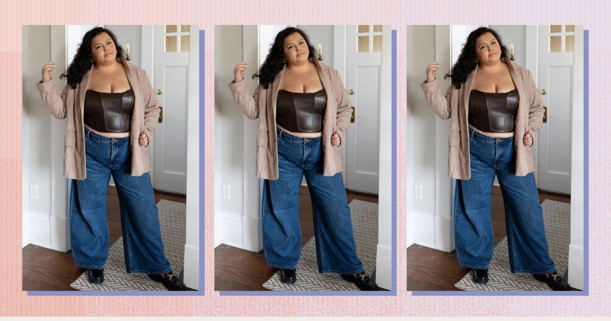 Comparison of five different Pinterest outfits recreated on a plus-size model.