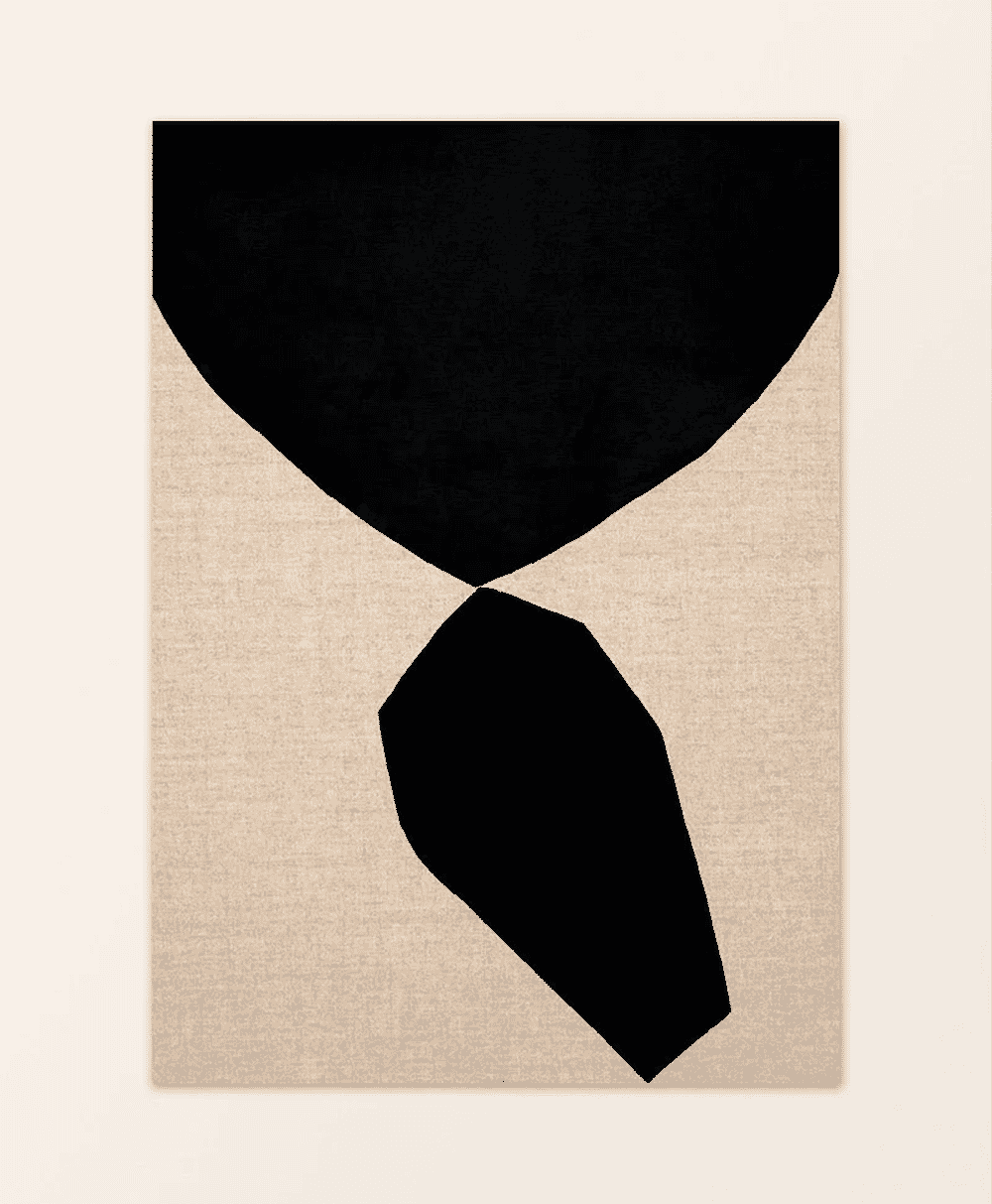 Minimalist black silhouette on a beige background resembling a necktie.