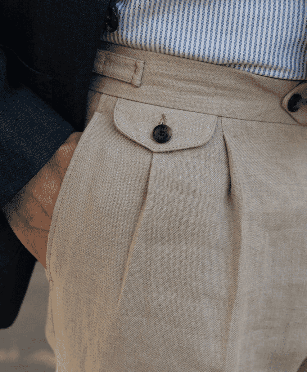 Velasca Salemi Linen Trousers in a neutral tone